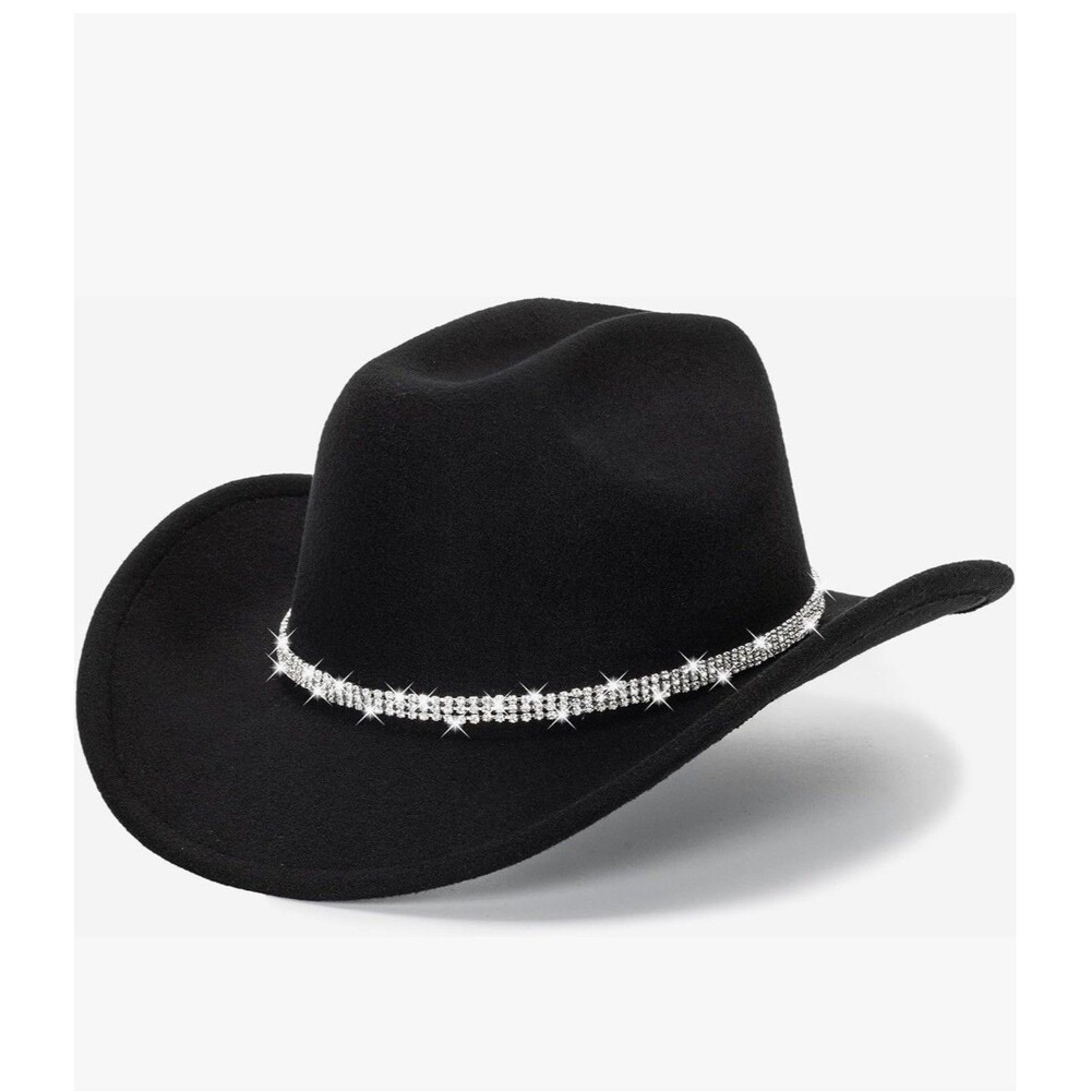 Rhinestone Black Cowboy Hat Women Western Sparkly Cowgirl & accessories earring